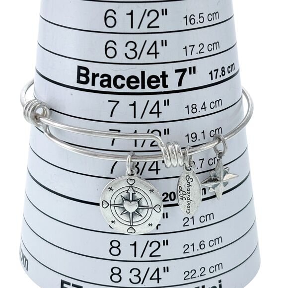 Footnotes Sterling Silver 925 Go Confidently Quote Charm Slide Bracelet 7.5" - Picture 4 of 6